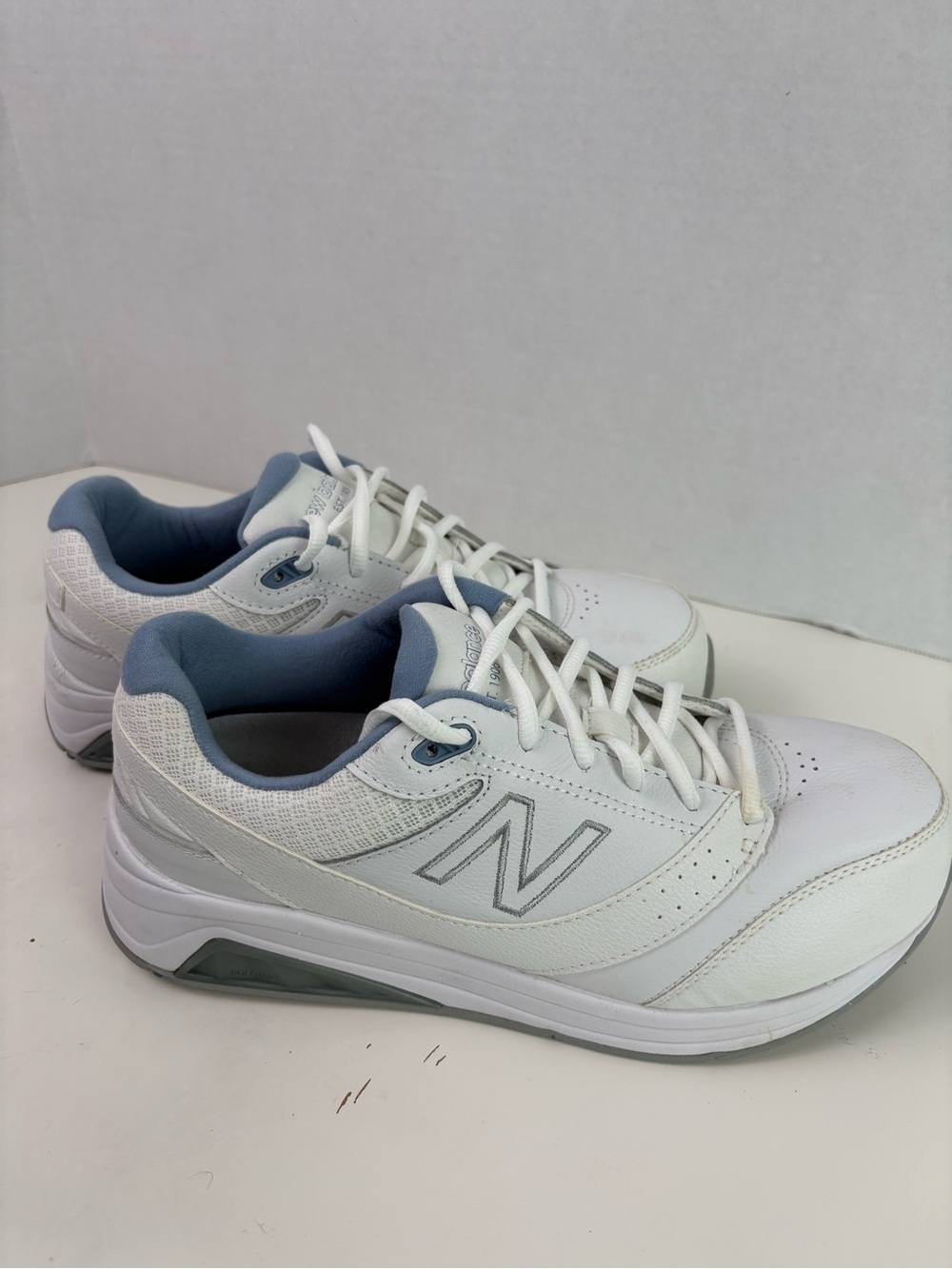 New Balance Women's White Sneakers with Light Blue Accent